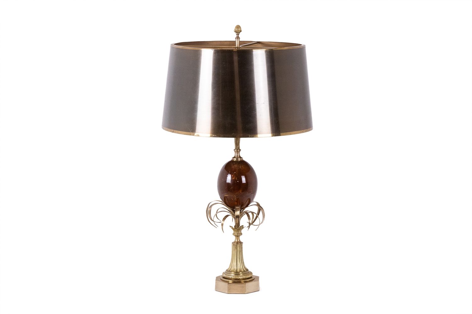 Maison Charles. “Egg” Lamp In Fractal Resin And Bronze. Circa 1970.