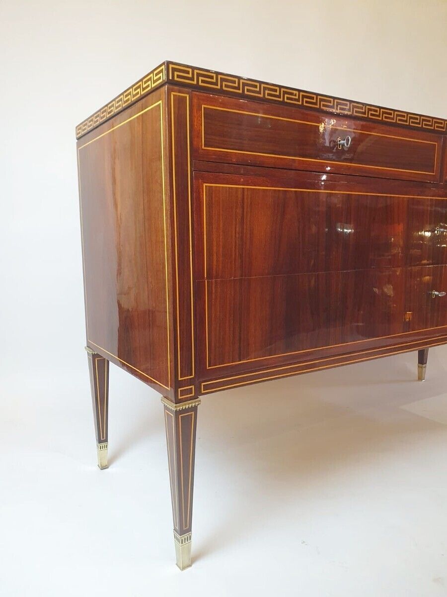 photo furniture Art Deco Chest Of Drawers In Mahogany With Marquetry And Gilt Bronze Ornamentation