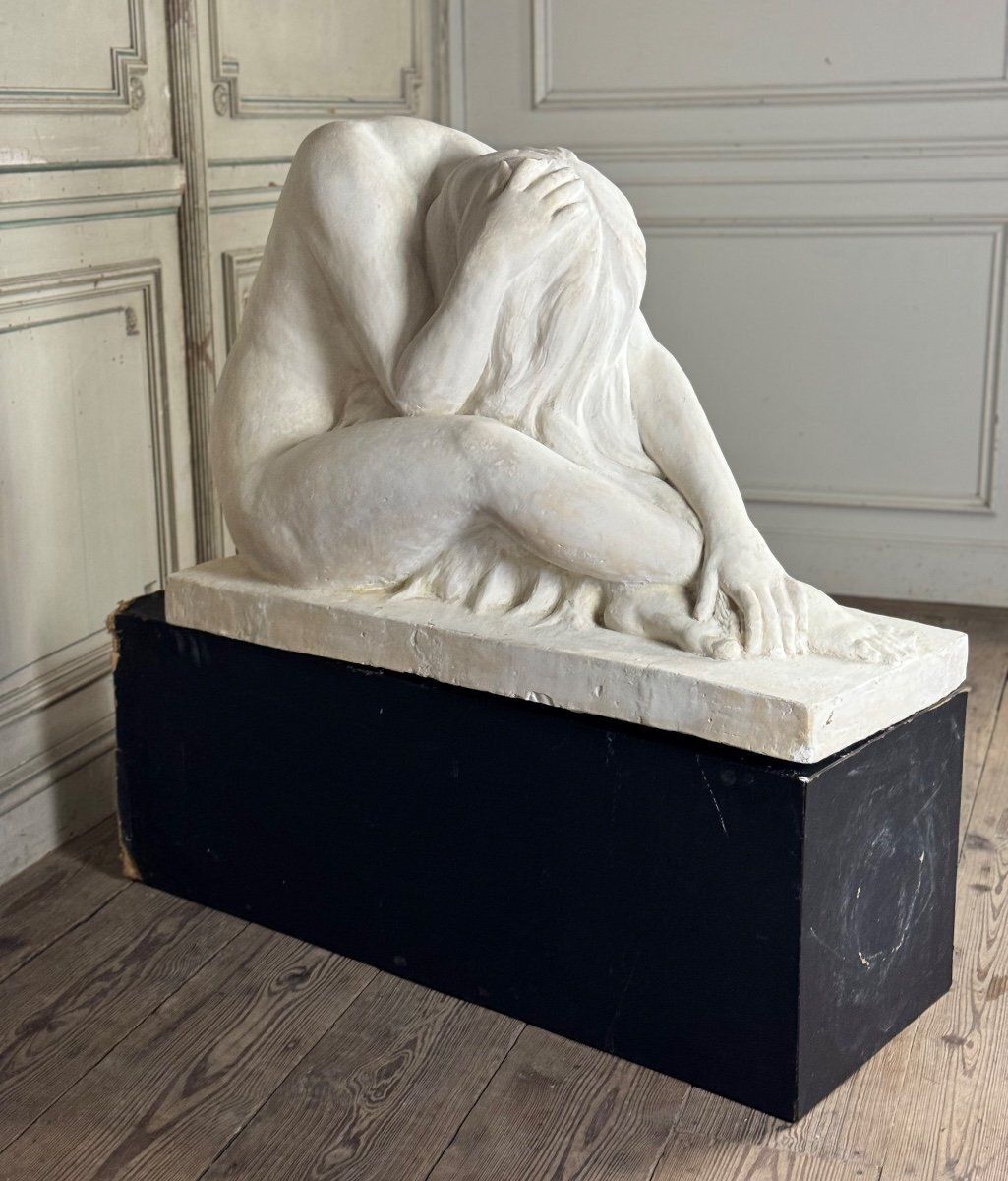 Art Large Studio Plaster, Young Naked Woman, Unidentified Signature On The Base photo