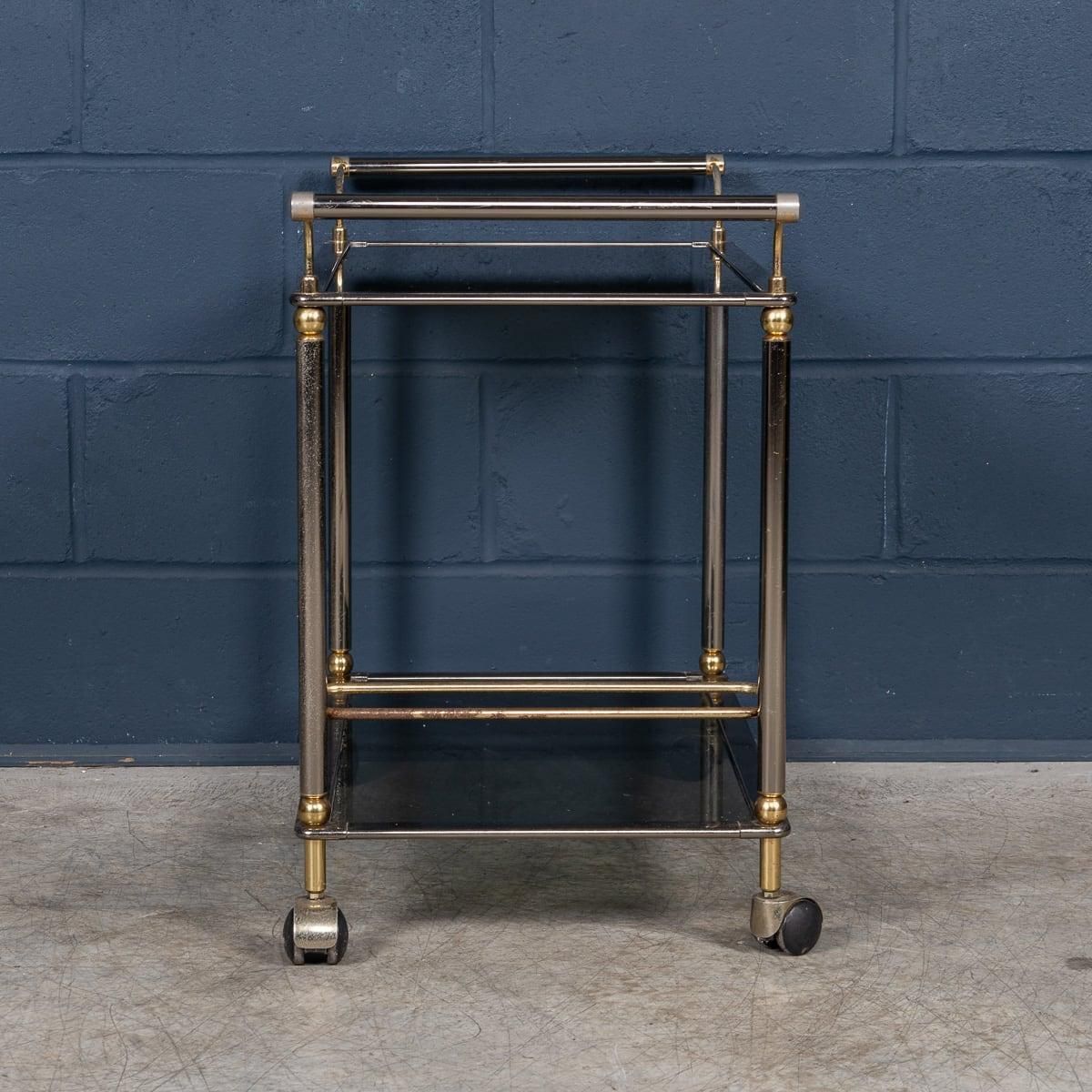 Vintage 20th Century Italian Steel & Brass Framed Drinks Trolley C.1980 photo buy