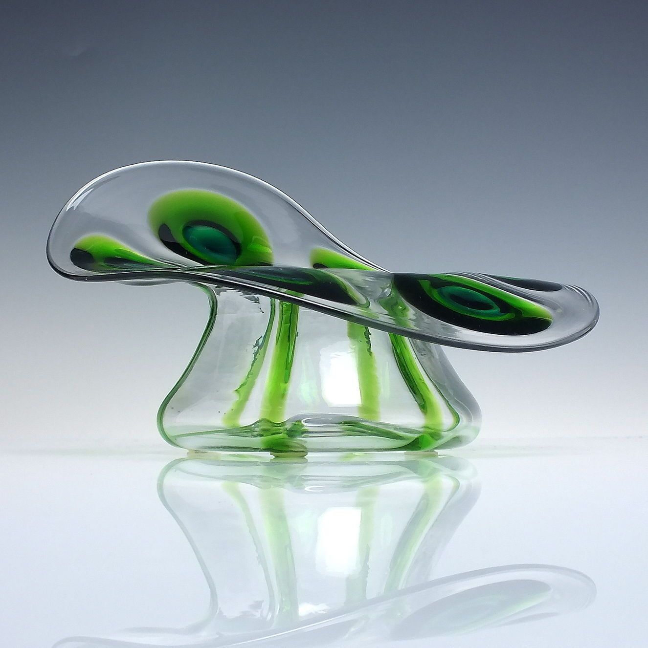 Art Nouveau Stuart Bi Colour Peacock Glass Vase For Liberty C1910