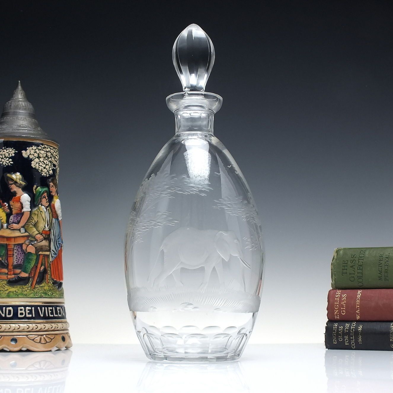 Moser Glass Decanter Engraved By Rowland Ward Co C1950