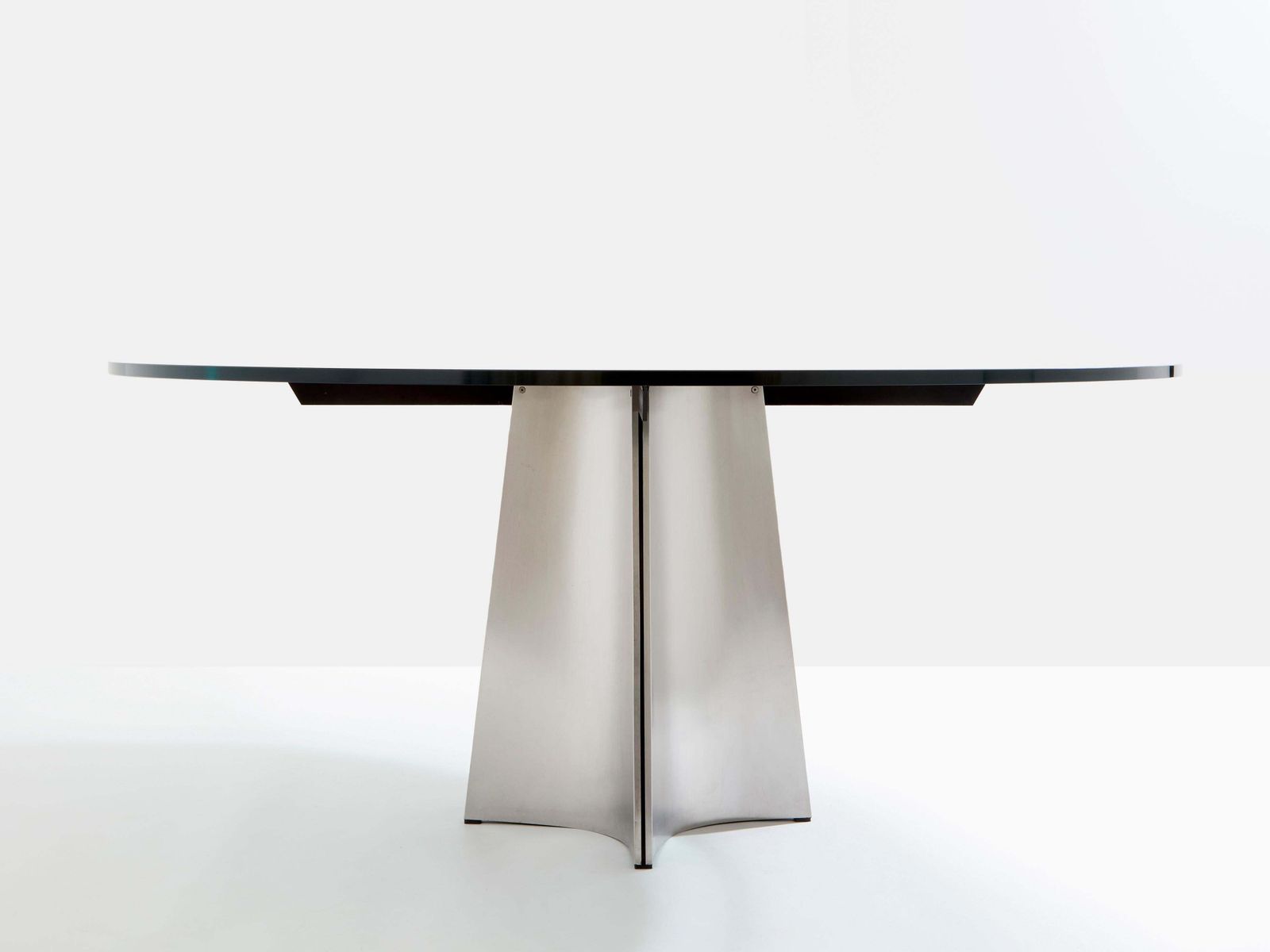 Luigi Saccardo For Arrmet Brushed Steel Black Glass Dining Table 1970s photo vintage