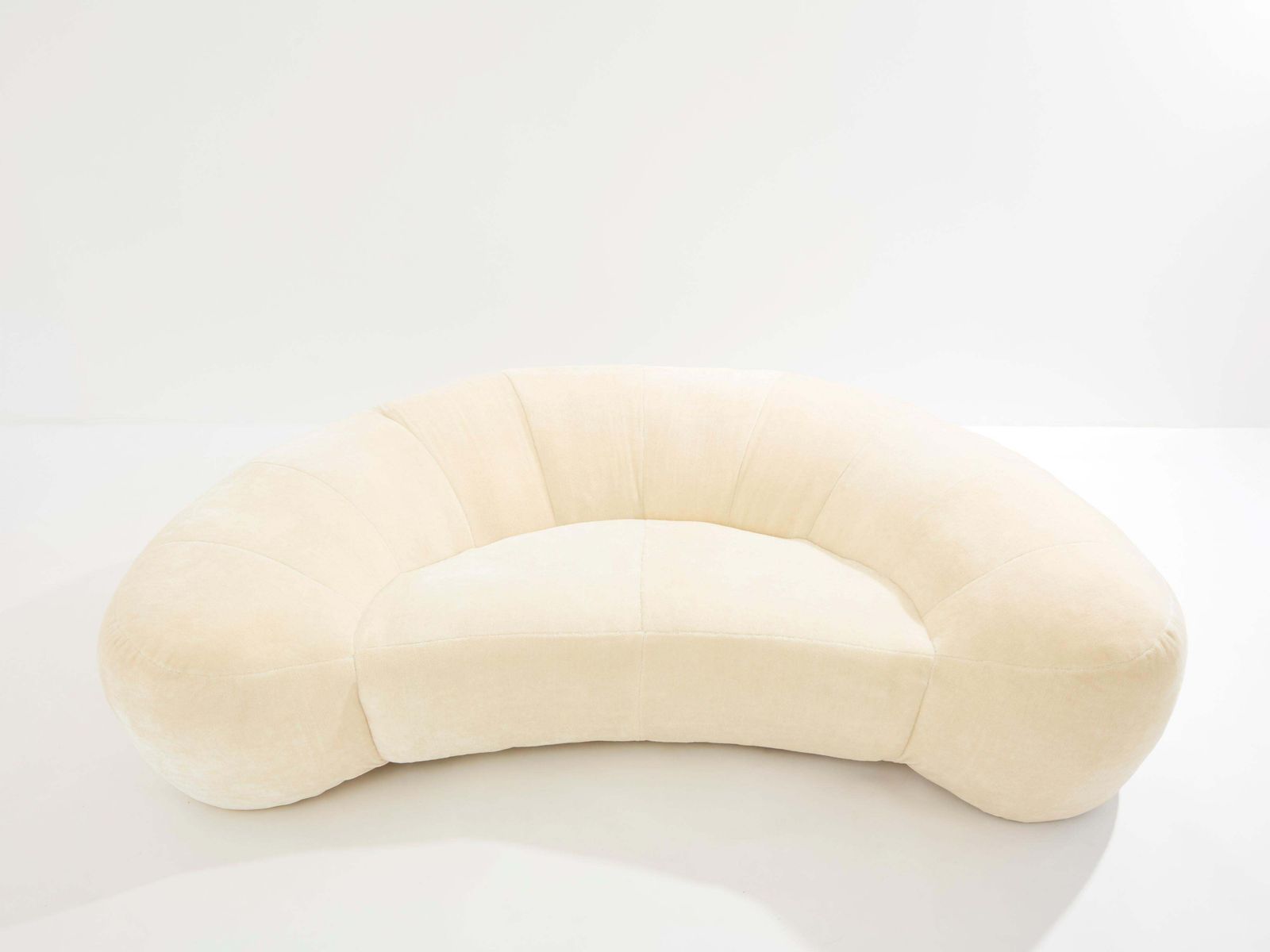 Raphaël Raffel Croissant Sofa In Mohair Velvet 1970s photo for sale