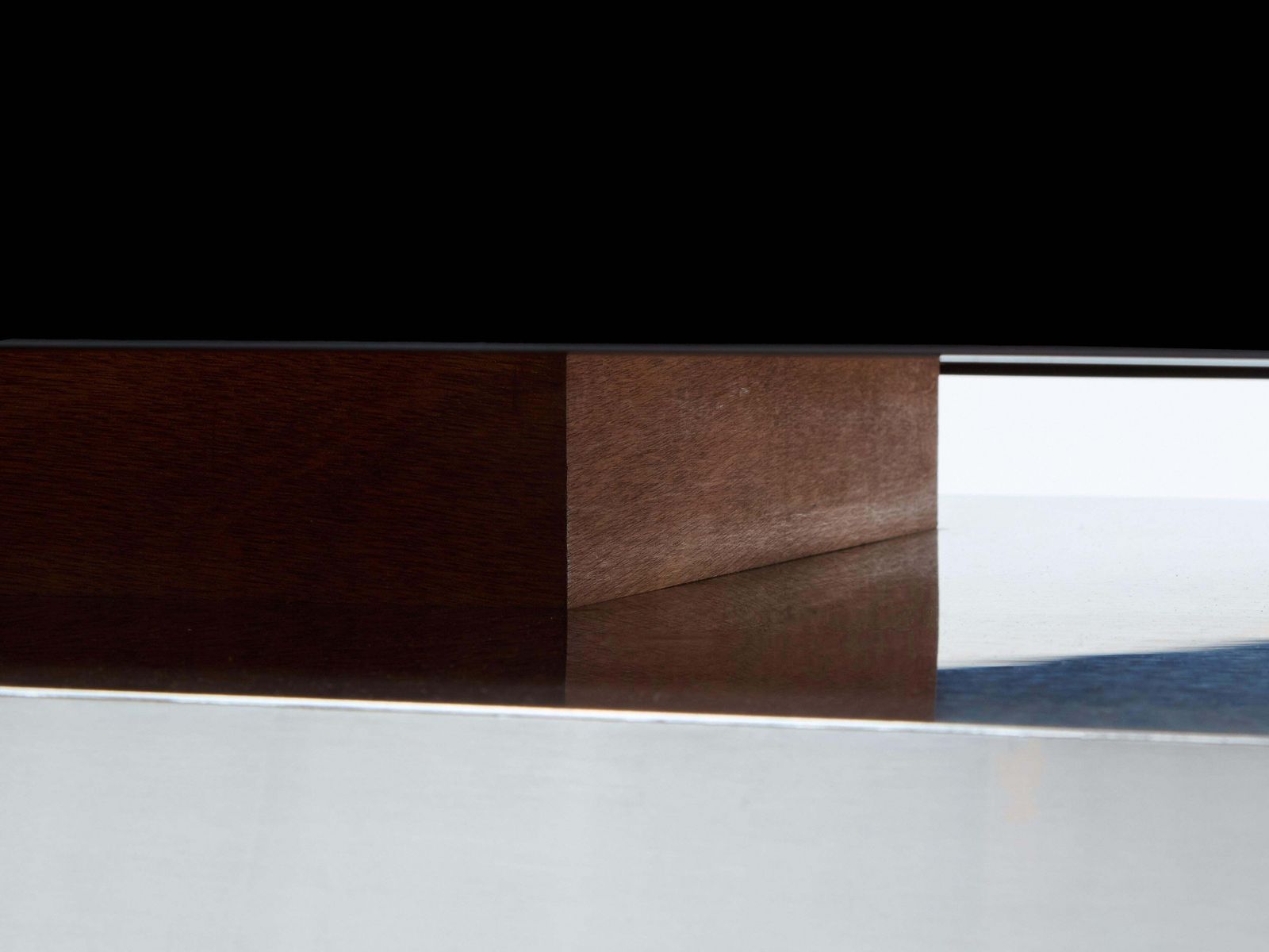 Table basse Nadine Charteret en acier brossé laqué noir, 1972 photo vintage