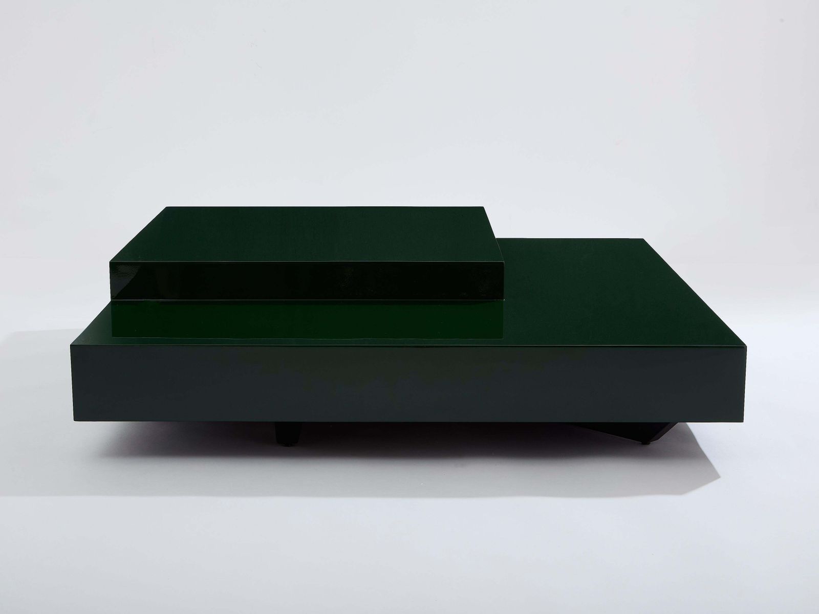 Table basse carrée Willy Rizzo laquée vert forêt, années 1970 photo furniture