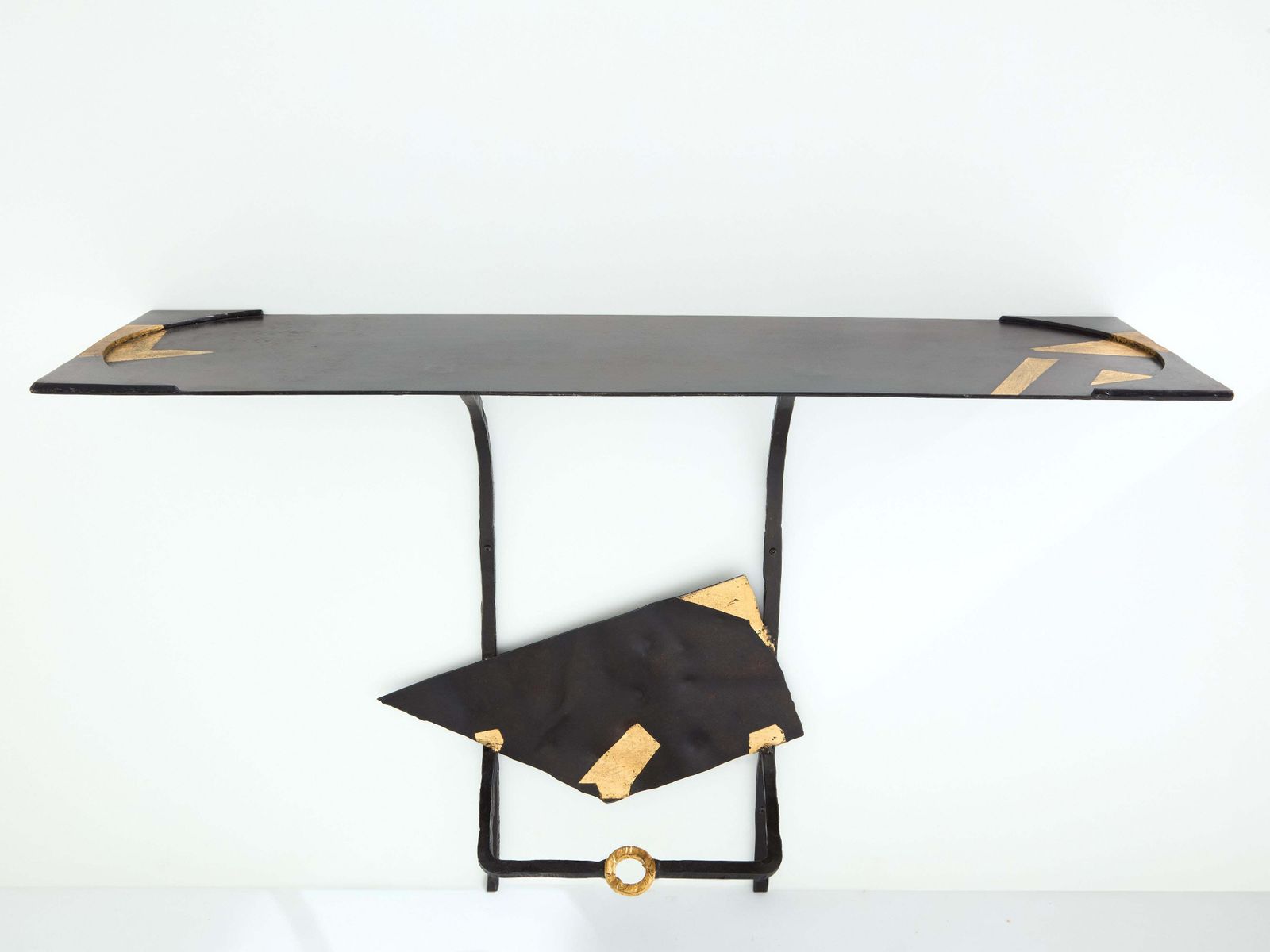 Tables consoles brutalistes Jean Jacques Argueyrolles en fer forgé, 1990 photo for sale