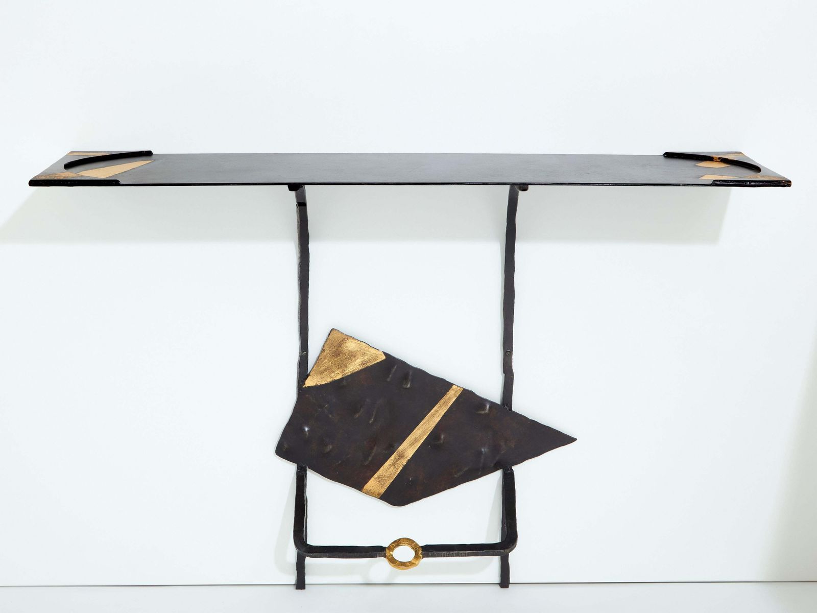 Tables consoles brutalistes Jean Jacques Argueyrolles en fer forgé, 1990 photo Mobilier