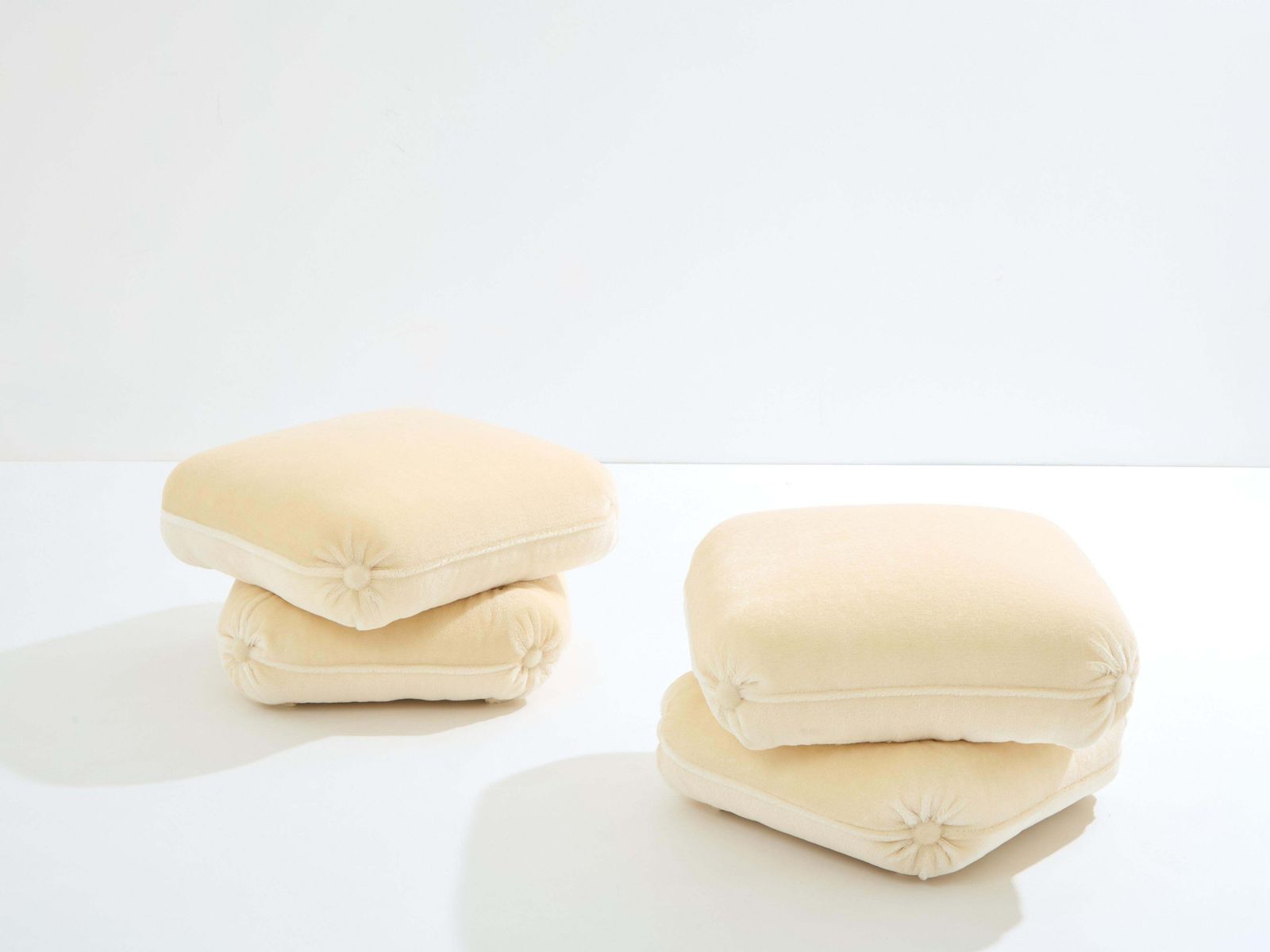 Jacques Charpentier For Maison Jansen Pair Of Ottomans Mohair Velvet 1970s photo Furniture