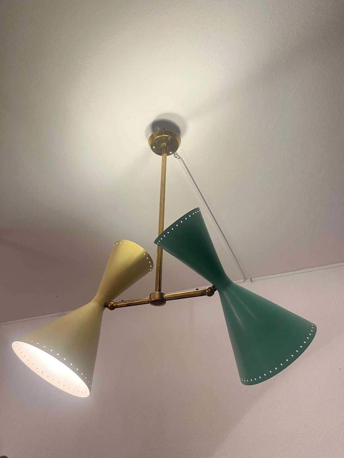 Brass & Aluminum Adjustable Double Ceiling Lamp By Bag Turgi, Switzerland 1950s photo 2401.0