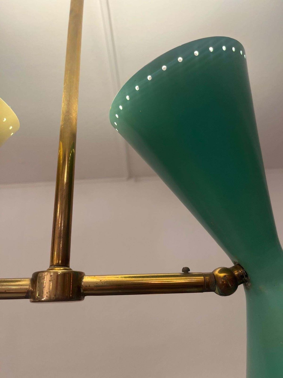Brass & Aluminum Adjustable Double Ceiling Lamp By Bag Turgi, Switzerland 1950s photo vintage