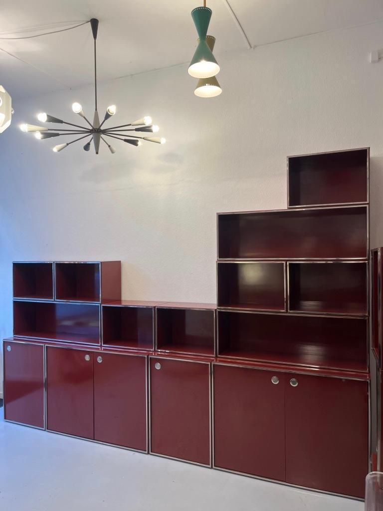 10976.0 Red Burgundy Lacquered Modular Shelf / Wall Unit By Willy Rizzo, Italy Ca. 1970s photo