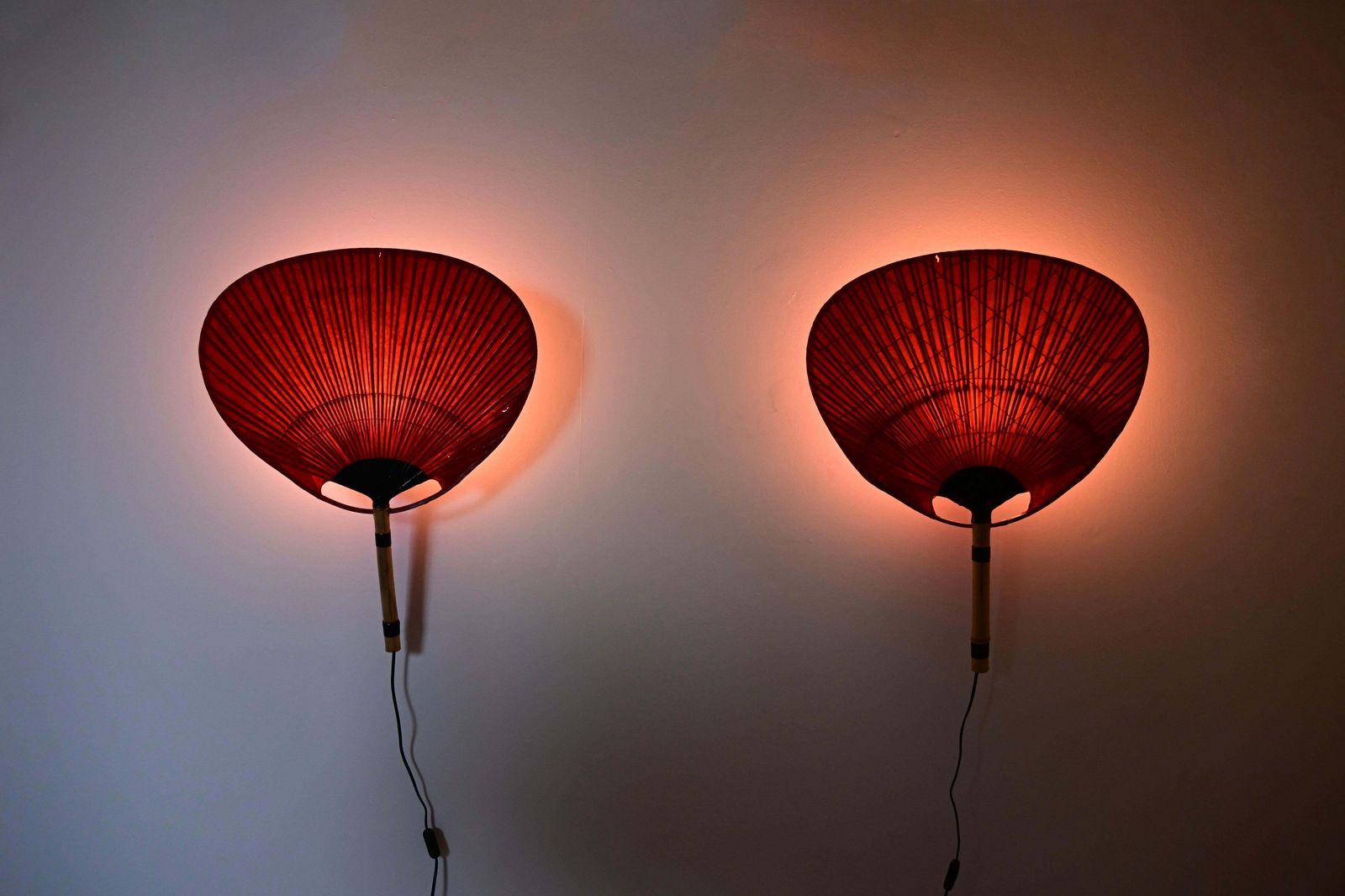 Pair Of Wall Lamps "Uchiwa" By Ingo Maurer For Design M, 1970s photo 9347.0