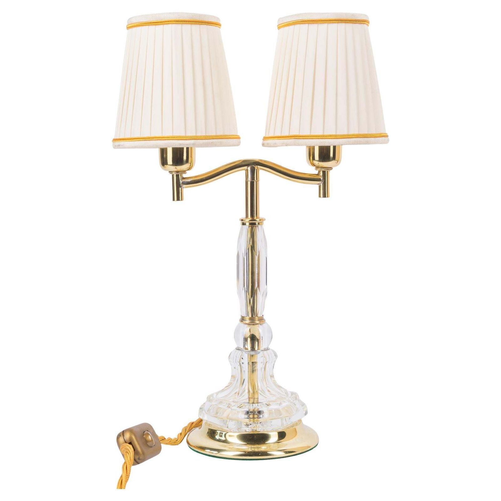 Bakalowits Table Lamp With Cut Glass And Original Shades Vienna Around 1950s