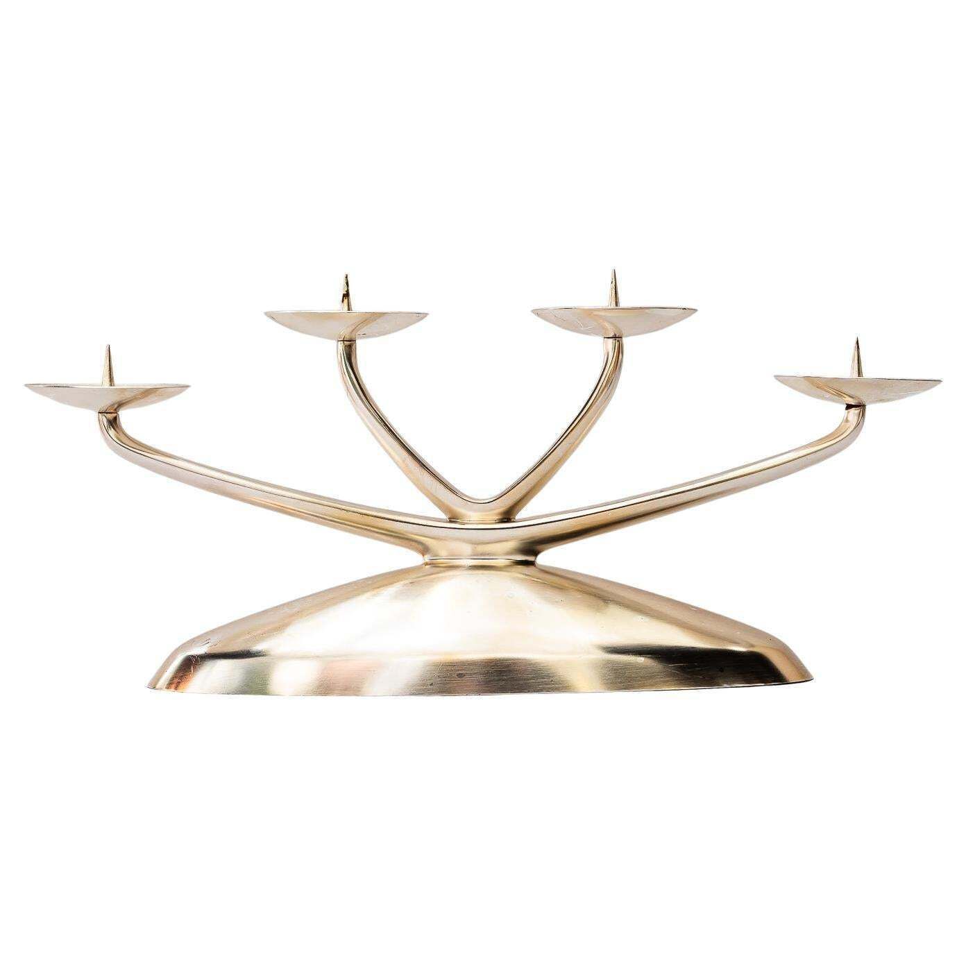 Art Deco Nickel Candleholder By Wmf Ikora, Germany, Circa 1930s