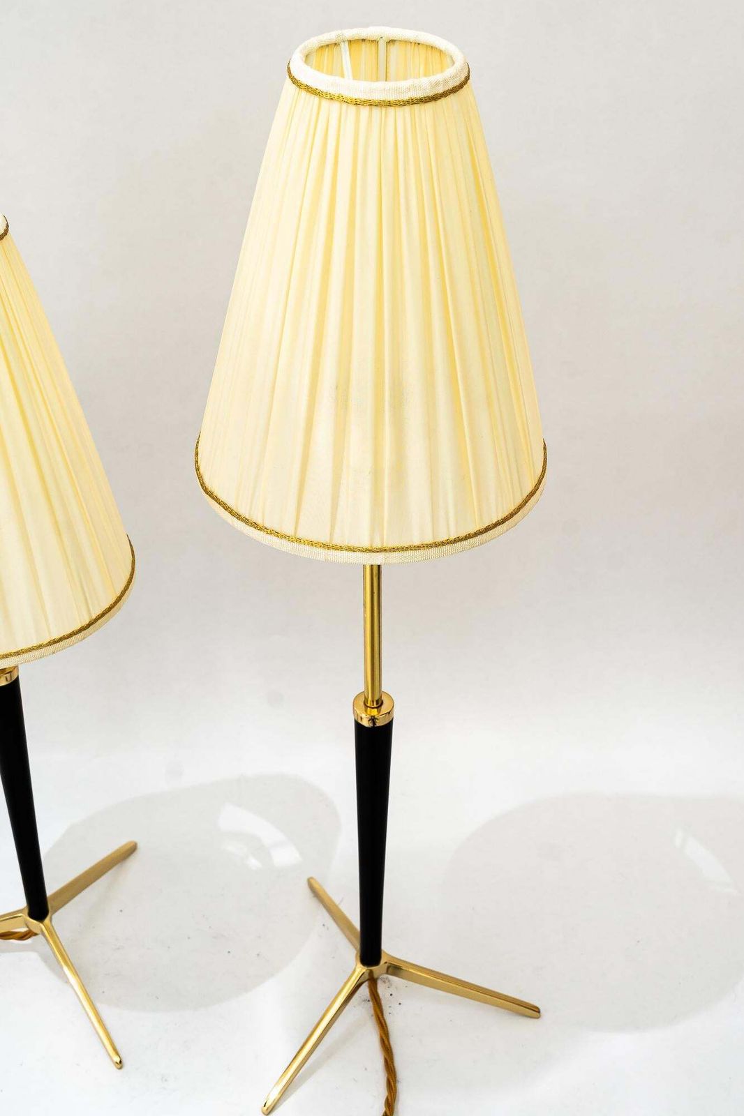 2 Hight Adjustable J.T.Kalmar Table Lamps With Fabric Shades Vienna Around 1950s photo for sale