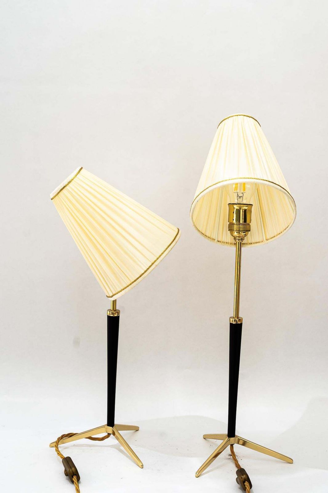 2 Hight Adjustable J.T.Kalmar Table Lamps With Fabric Shades Vienna Around 1950s photo Lighting
