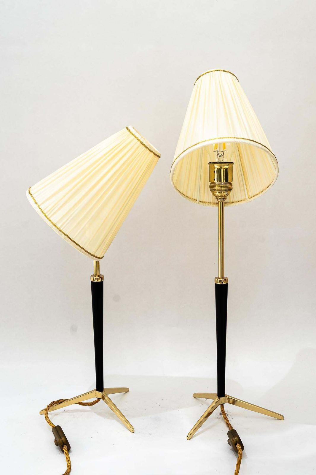 2 Hight Adjustable J.T.Kalmar Table Lamps With Fabric Shades Vienna Around 1950s photo 686.0