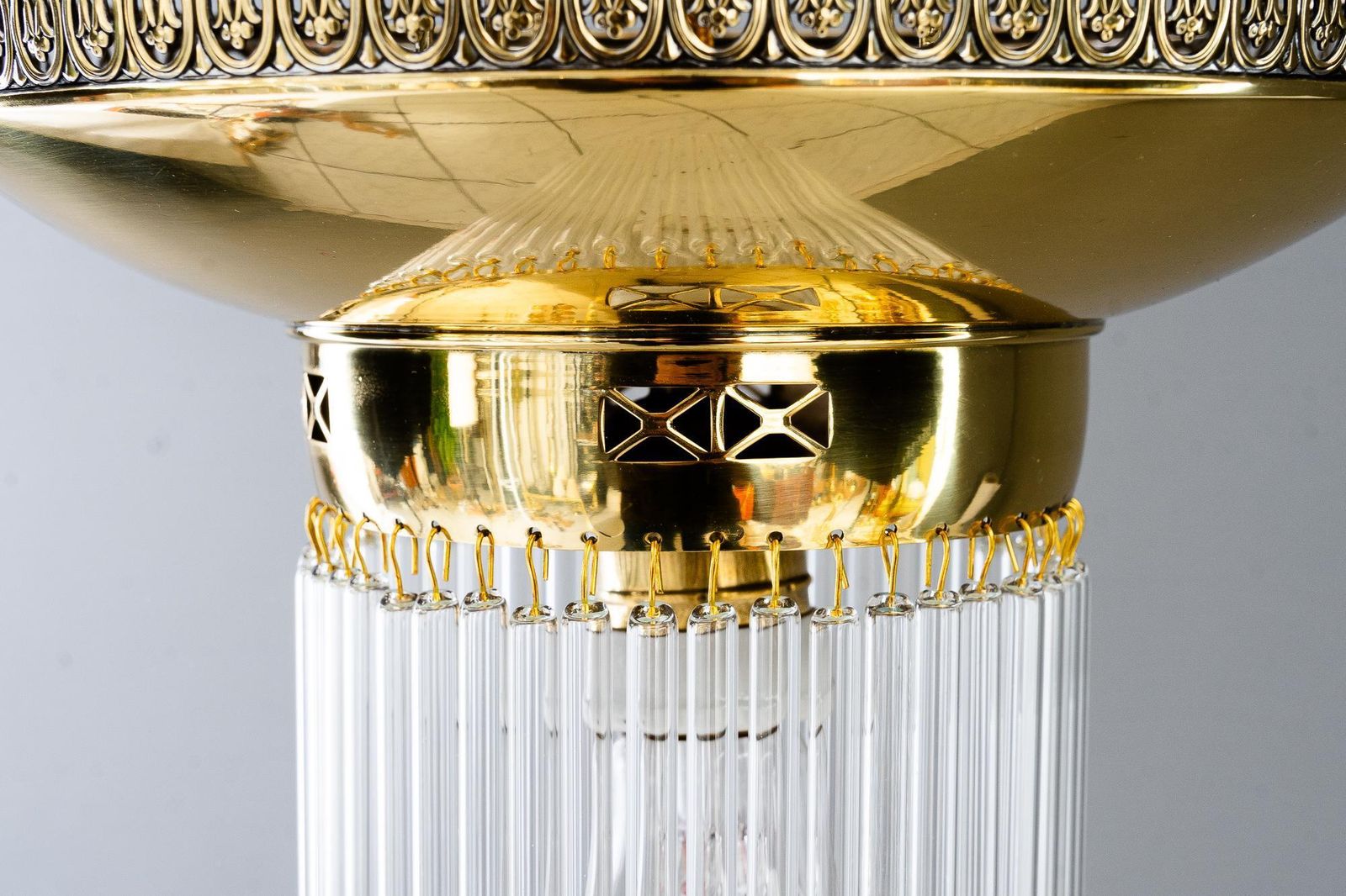 Art Deco Hanging Lamp With Glass Sticks Vienna Around 1920s photo 386.0