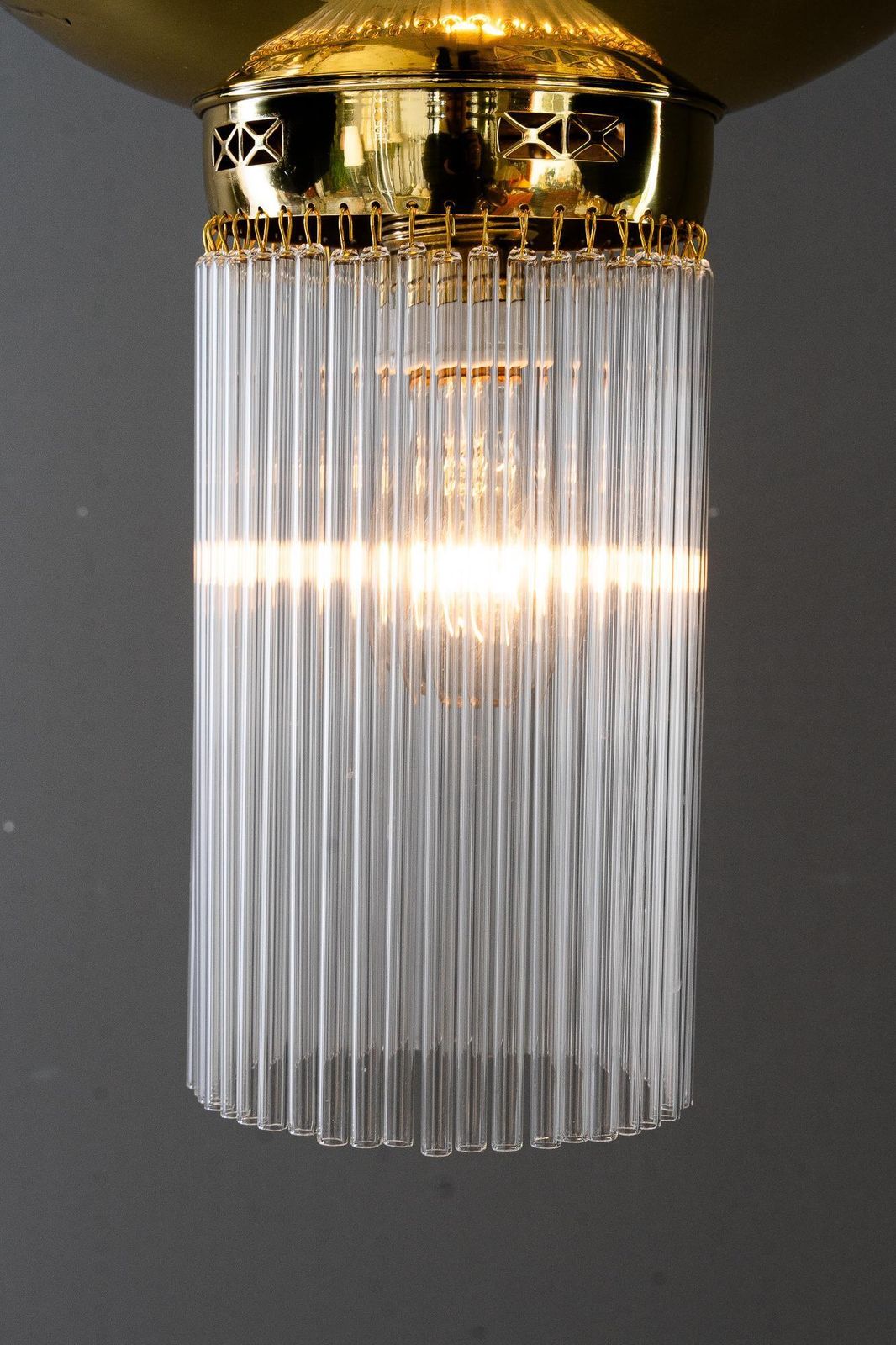 photo vinterior Art Deco Hanging Lamp With Glass Sticks Vienna Around 1920s