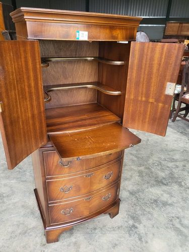 Antique Repro Mahogany Small Slim Cocktail Cabinet Desk Cupboard Bureau photo Furniture
