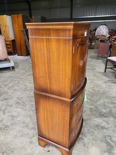 Antique Repro Mahogany Small Slim Cocktail Cabinet Desk Cupboard Bureau photo vintage