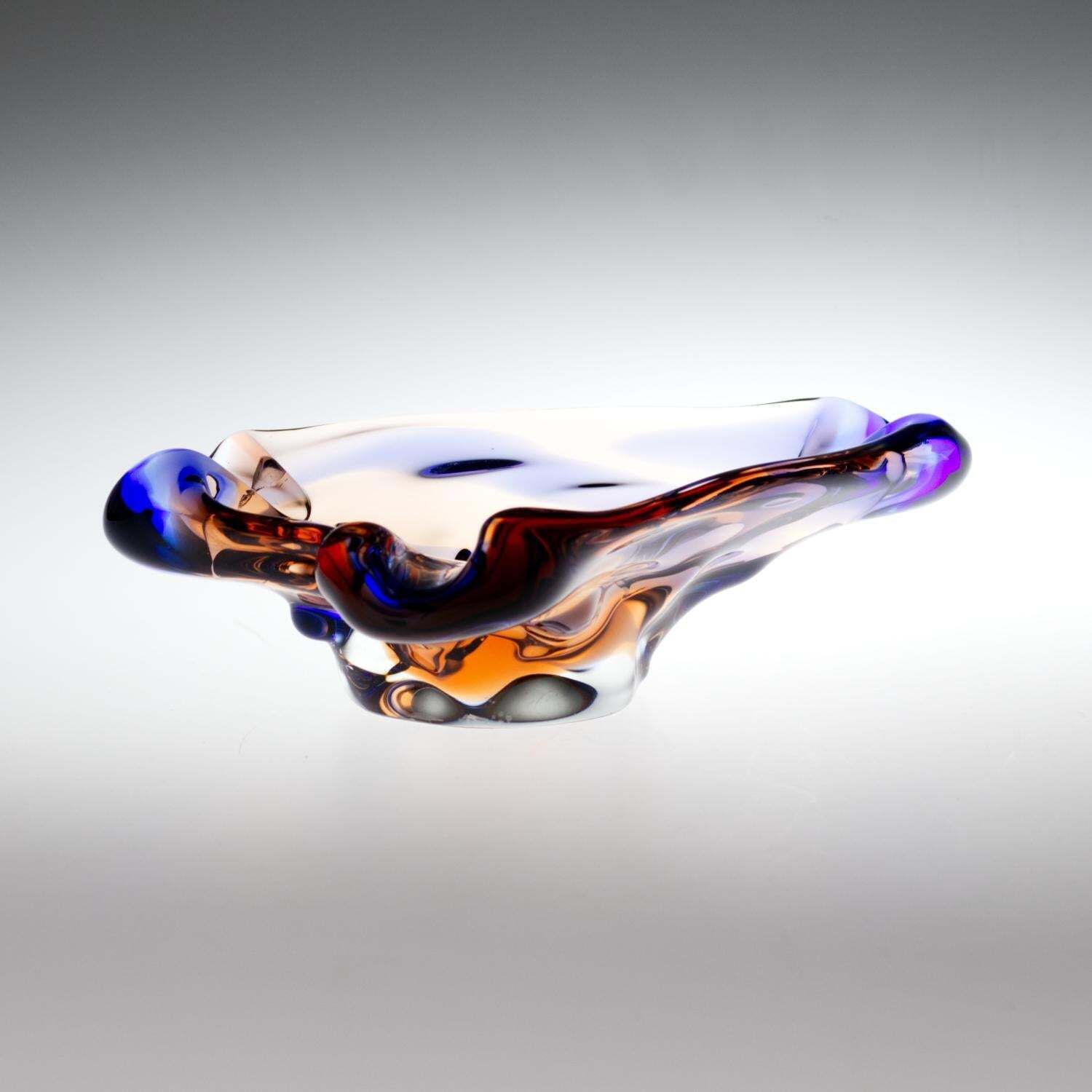 Sommerso Glass Ashtray By František Zemek For Mstisov Glass Union 1960s photo buy