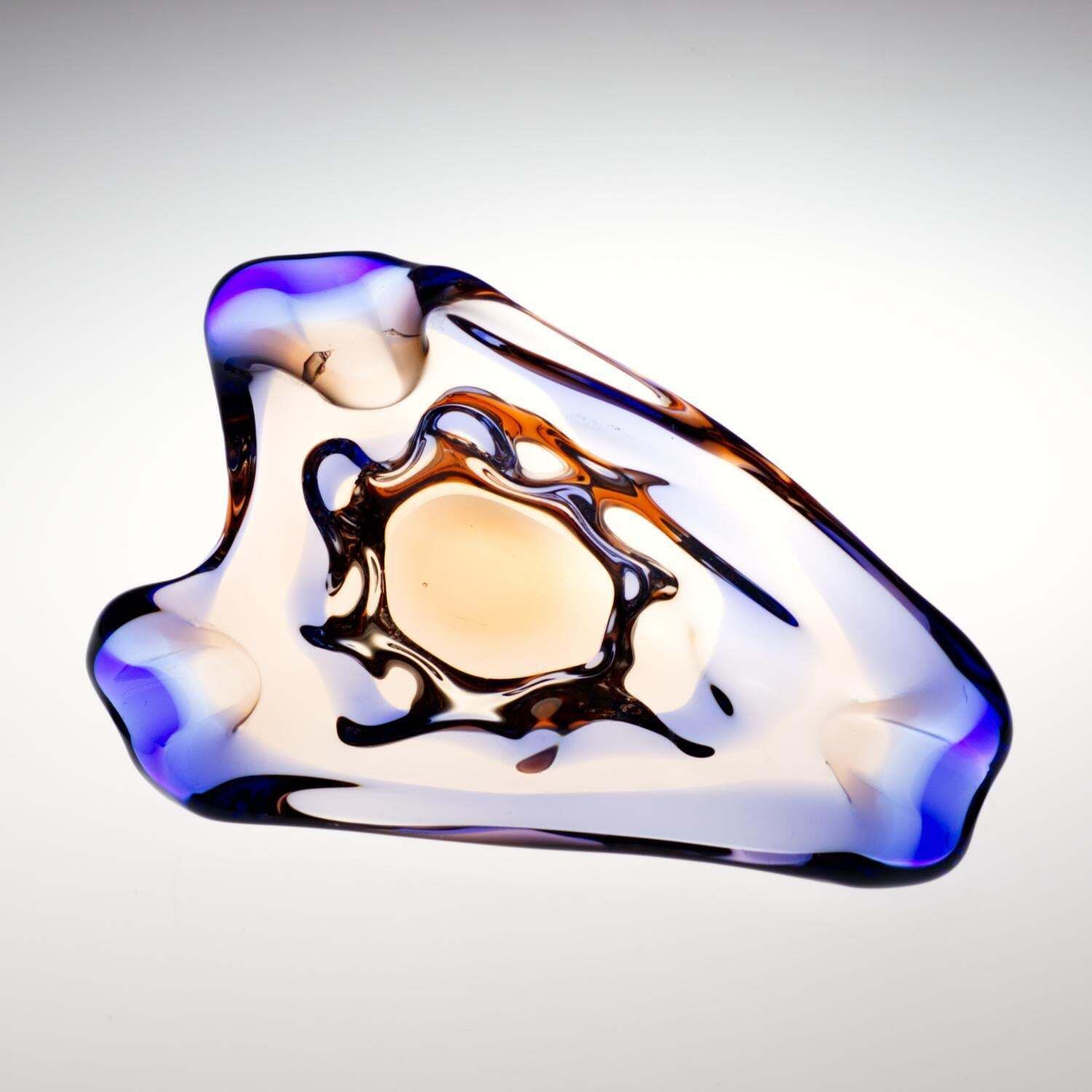 photo vinterior Sommerso Glass Ashtray By František Zemek For Mstisov Glass Union 1960s