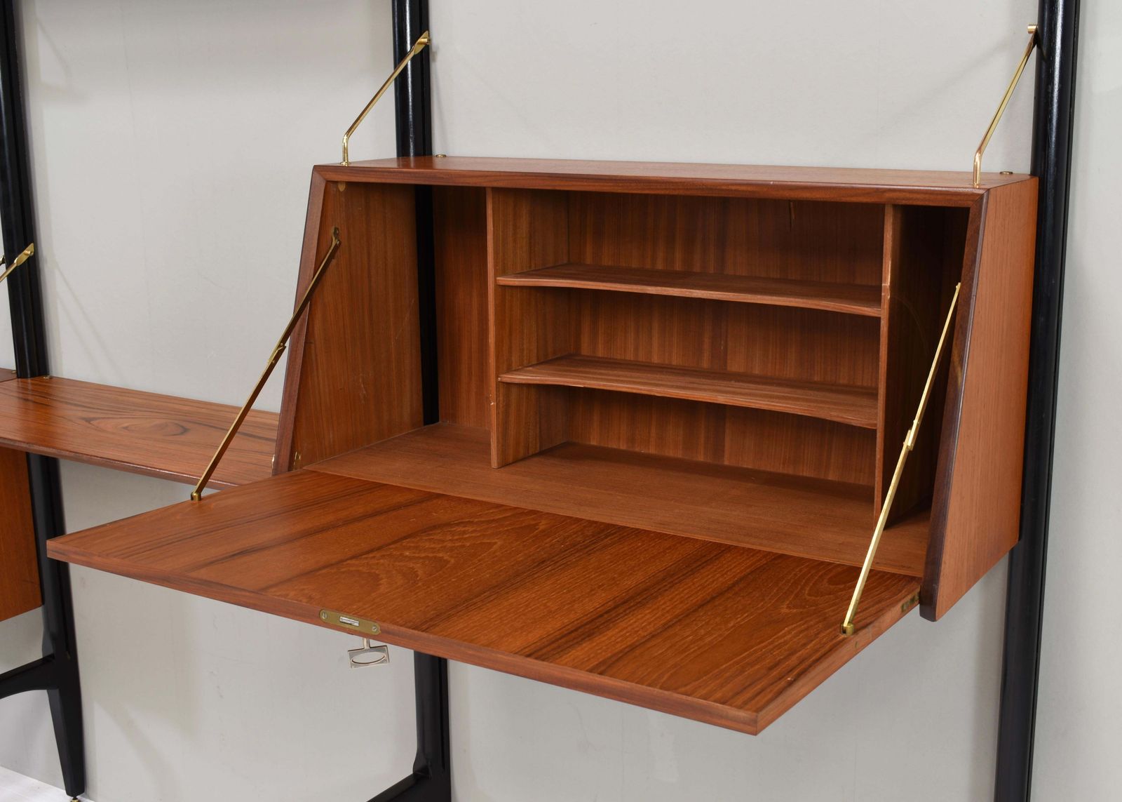 Louis Van Teeffelen Wall Unit In Teak And Brass By Webe, Netherlands, Circa 1950 photo buy