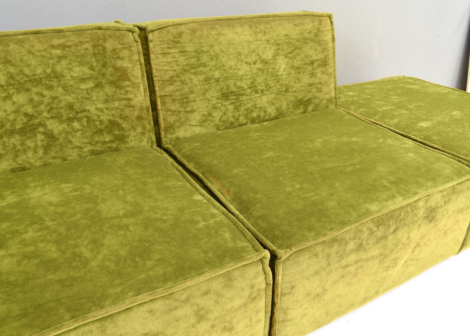 Furniture Green Velvet Seventies Sectional Sofa In The Style Of Cor Trio, Circa 1970 photo
