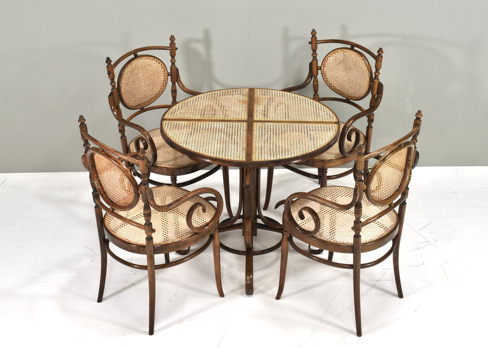 Early Michael Thonet Bistro Dining Table In Bentwood And Cane   Austria photo furniture