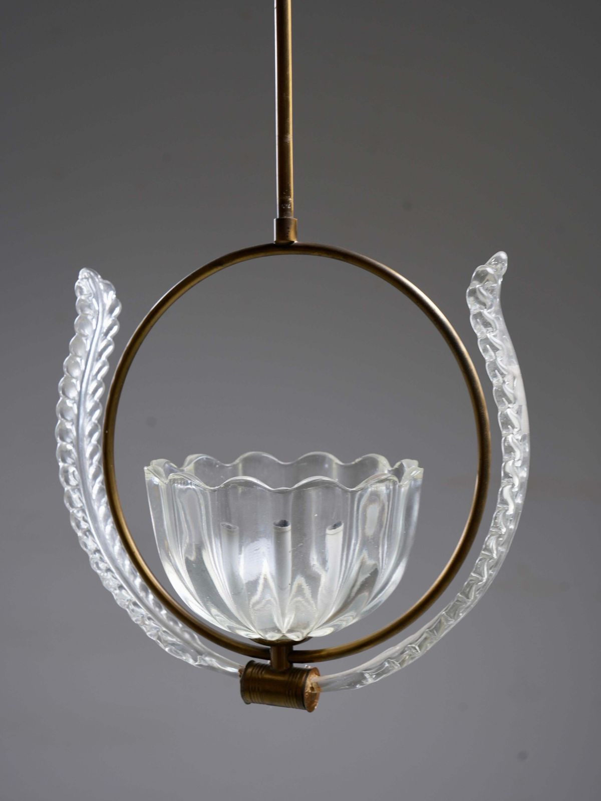 Set Of 6 Pendants In Glass And Brass, Italy, 1940’s photo furniture