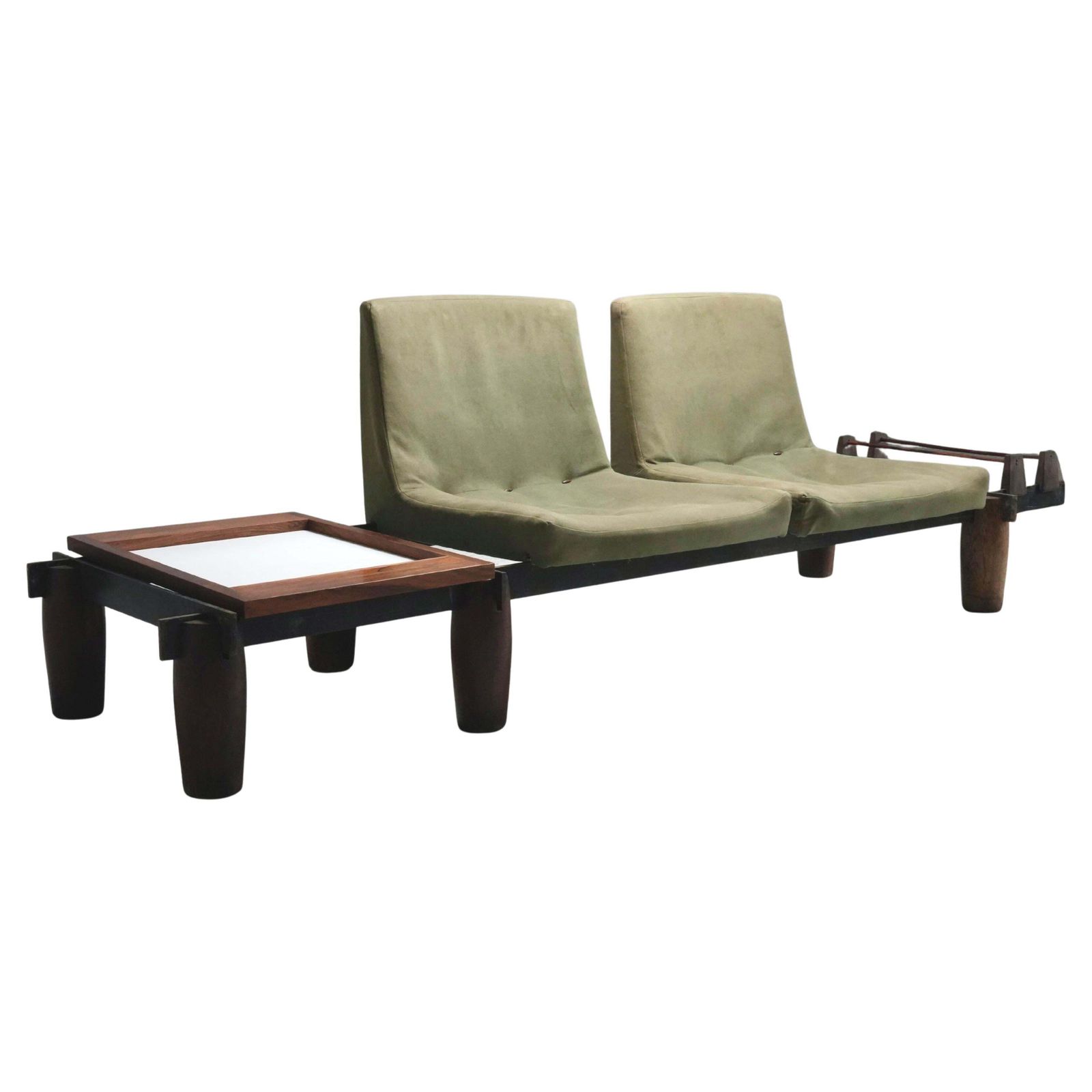 Modular Sofa By Jorge Zalszupin In Hardwood, Steel And Fabric, Brazil, 1960's