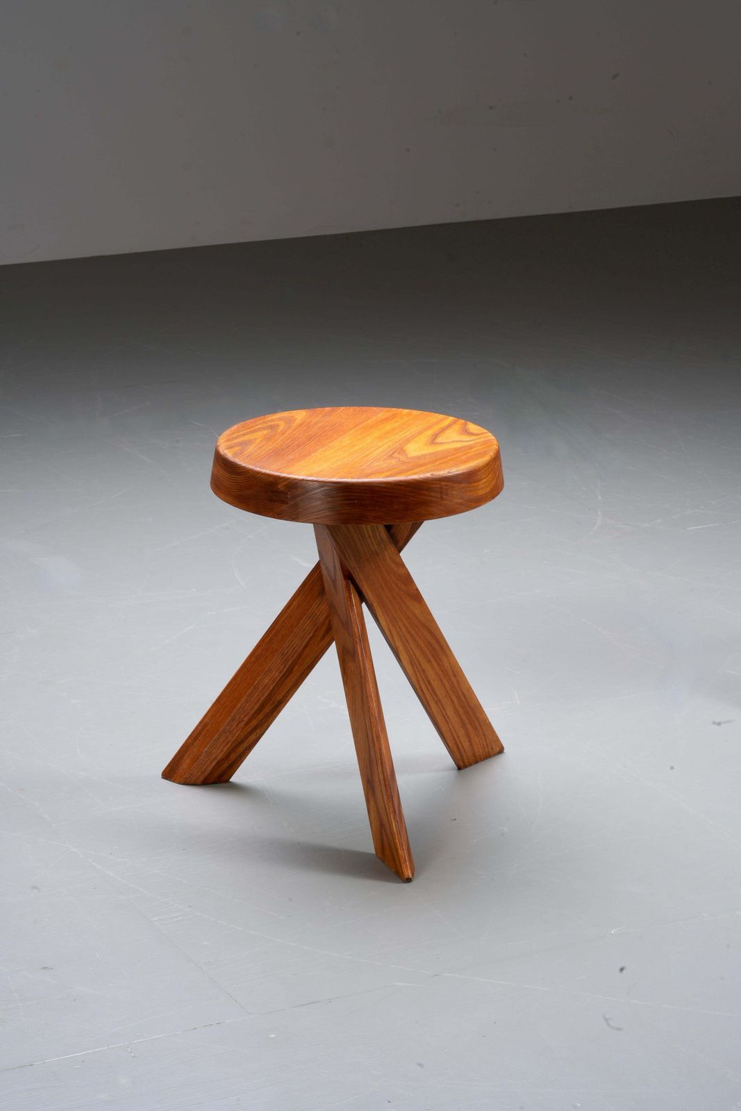 Stool S13a Old Version By Pierre Chapo In Elm, France, 1970's photo furniture