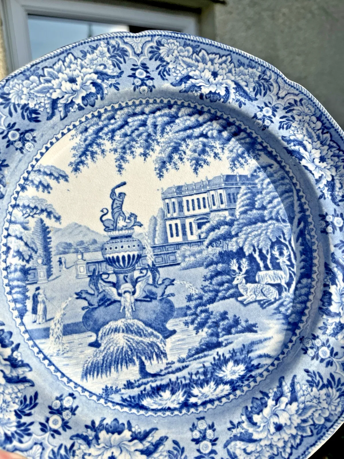 Antique C1820 Gm & Cj Mason Hercules Fountain Pattern Plate Trentham Hall Masons photo furniture