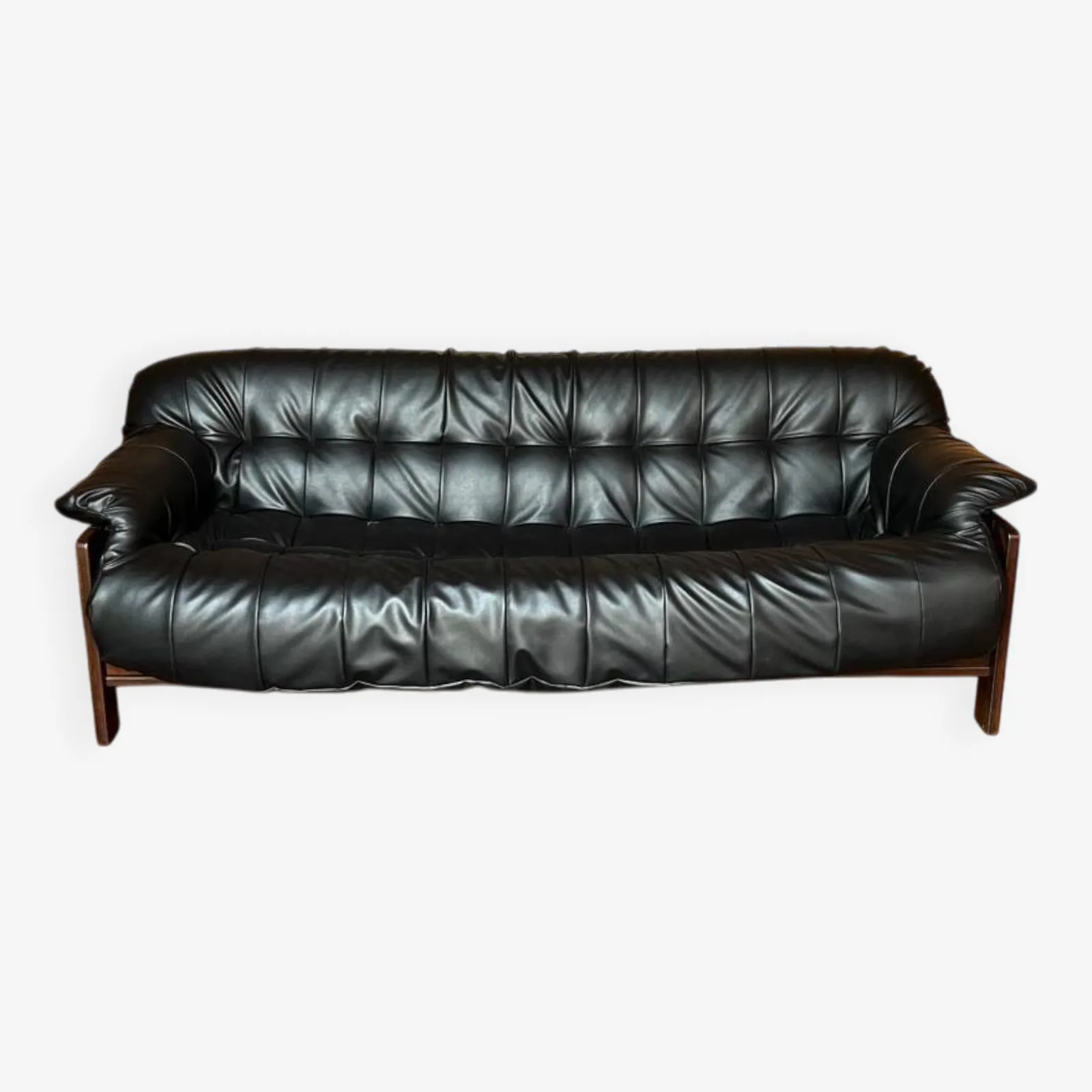 Brazilian Jacaranda And Leather Sofa By Jean Gillon For Italma 1960