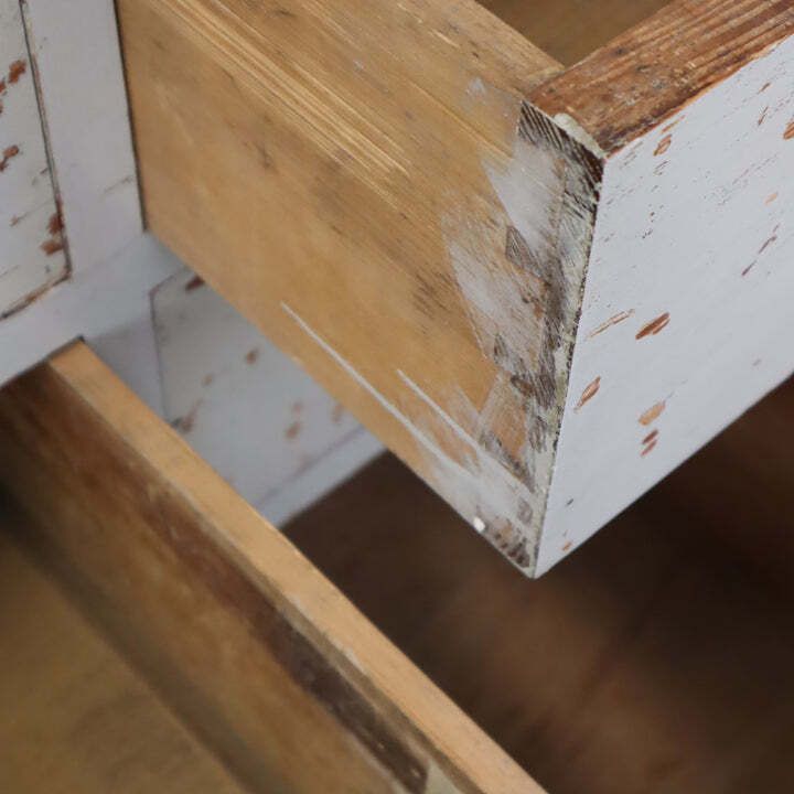 photo furniture Rustic Painted Pine & Iroko Workshop Drawers 0730g