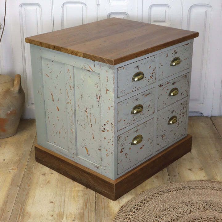 photo for sale Rustic Painted Pine & Iroko Workshop Drawers 0730g