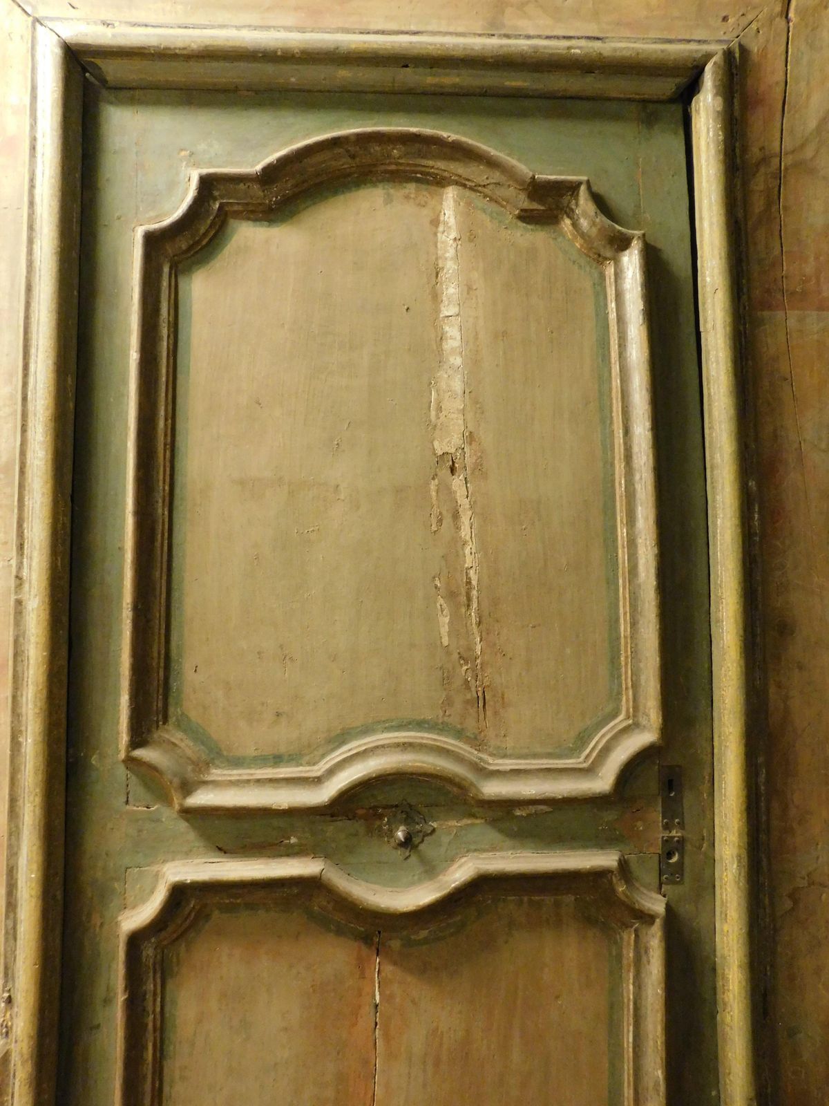 Single Leaf Door In Lacquered Wood Complete With Frame With Fake Marble, Italy photo 6871.0