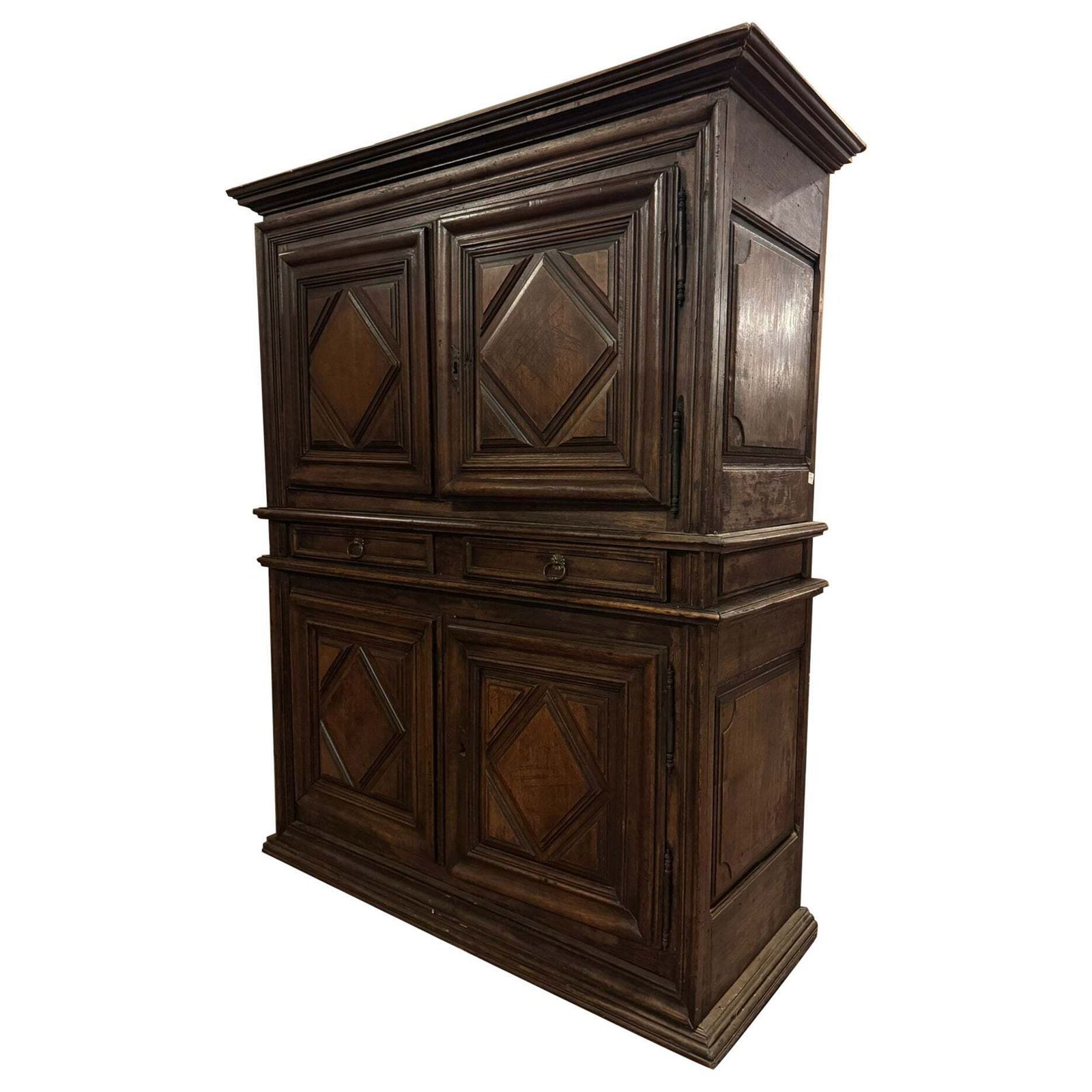 Double Body Cabinet With Four Carved Doors And Drawers, Italy