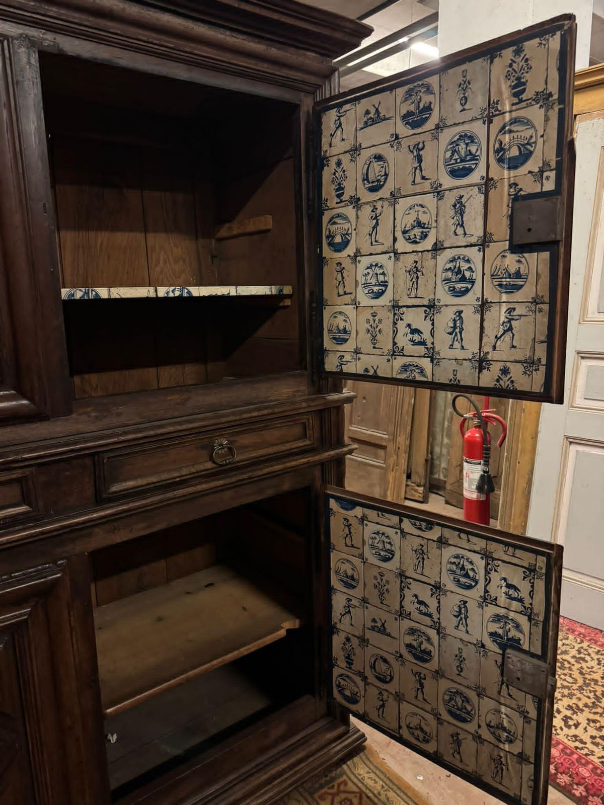 Double Body Cabinet With Four Carved Doors And Drawers, Italy photo for sale