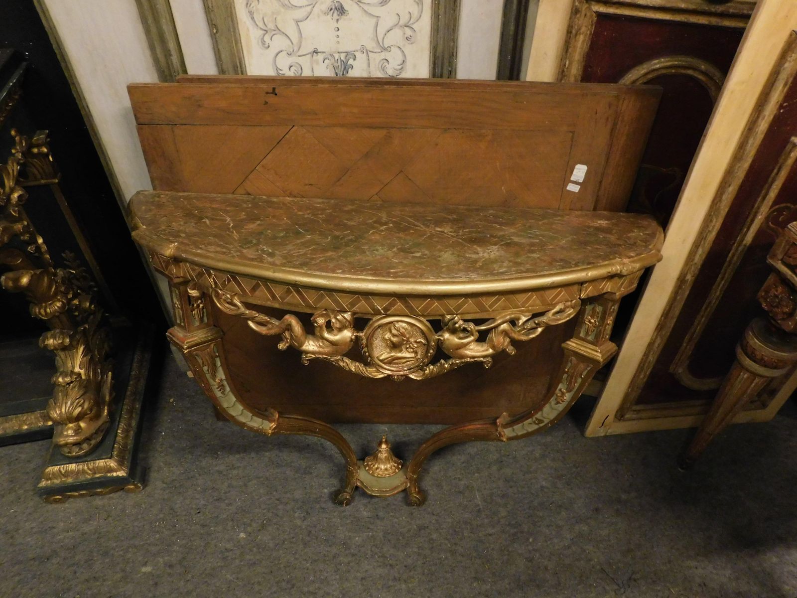 Console Table Carved In A Drop Shape In Lacquered And Gilded Wood, Italy photo for sale