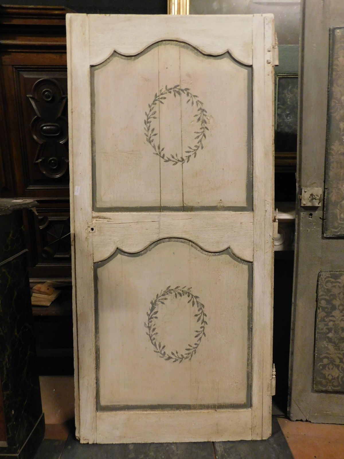 photo for sale Lacquered And Painted Wooden Door With Baroque Geometric Shapes, Italy