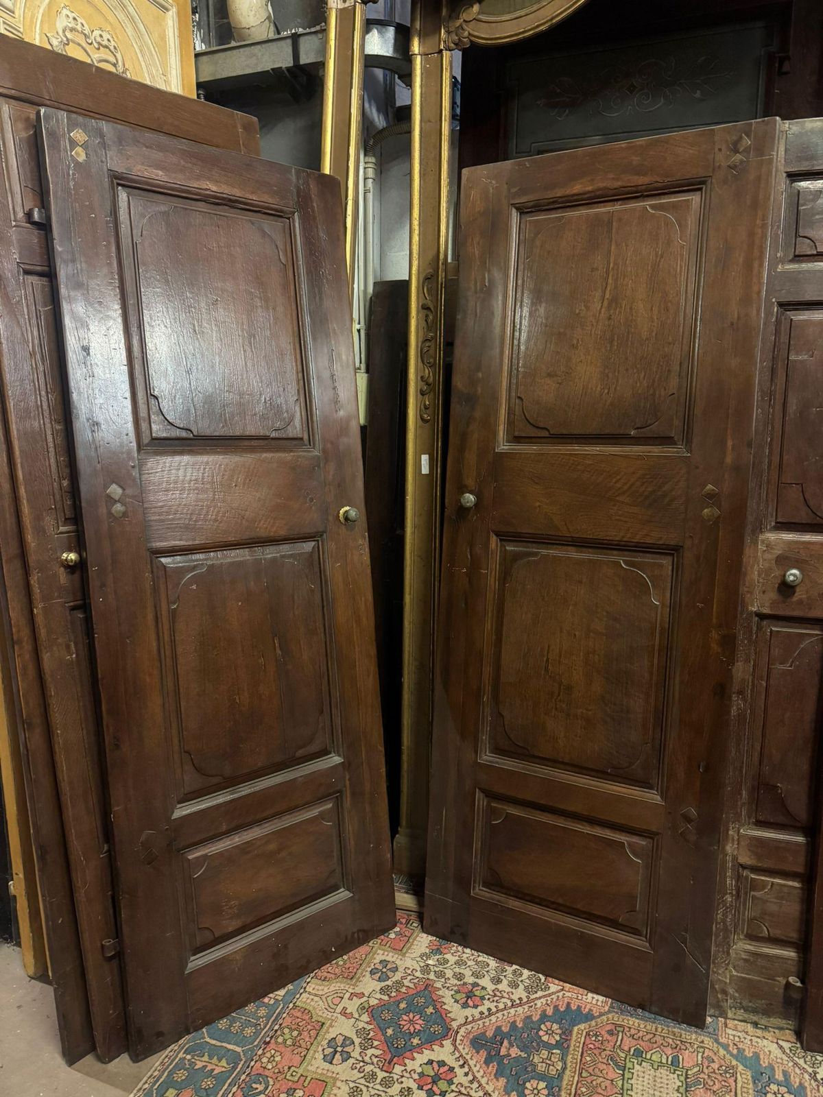 Set Of 2 Walnut Doors, One Leaf With Carved Panels, Italy photo furniture
