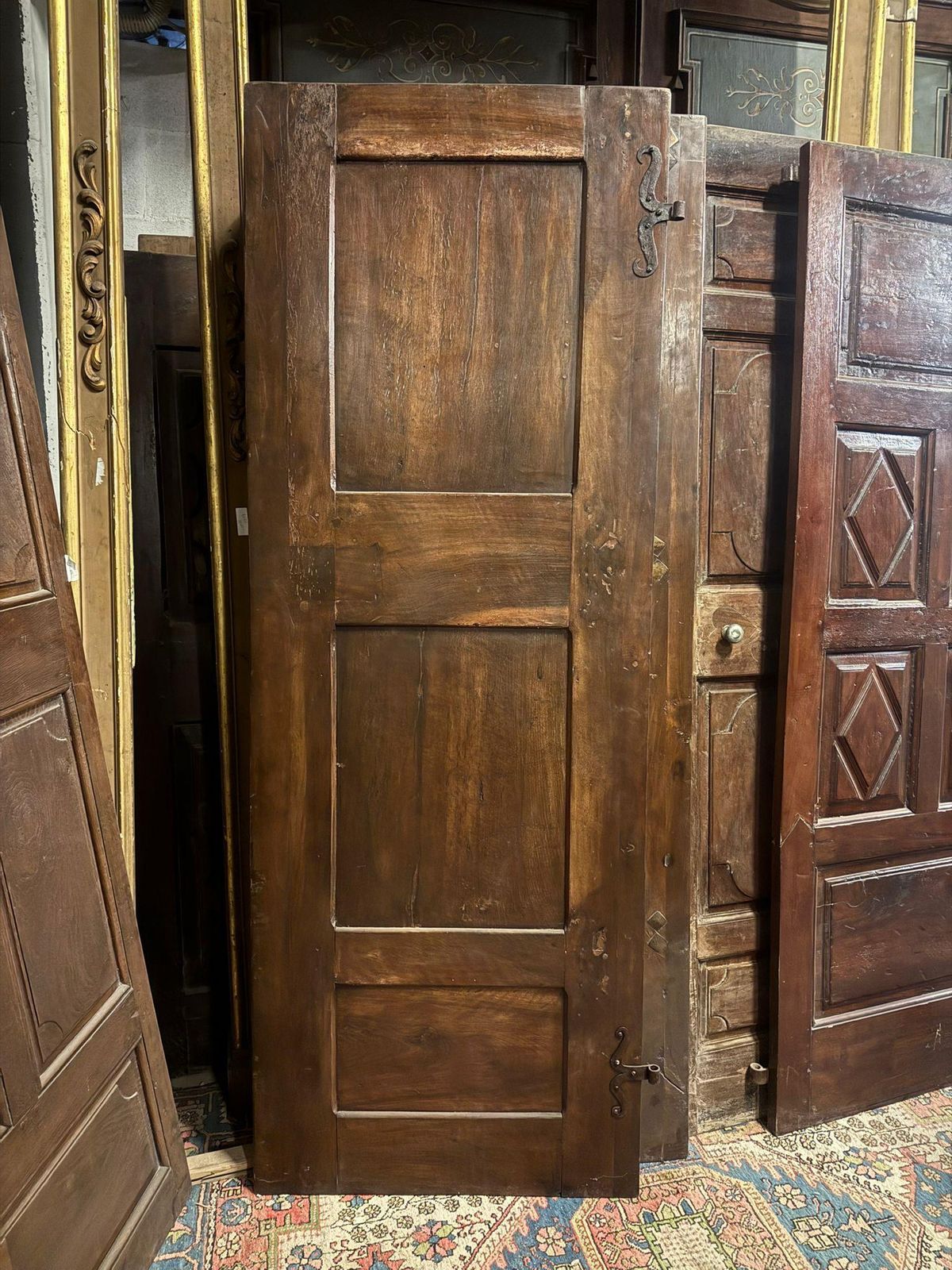Set Of 2 Walnut Doors, One Leaf With Carved Panels, Italy photo 4810.0