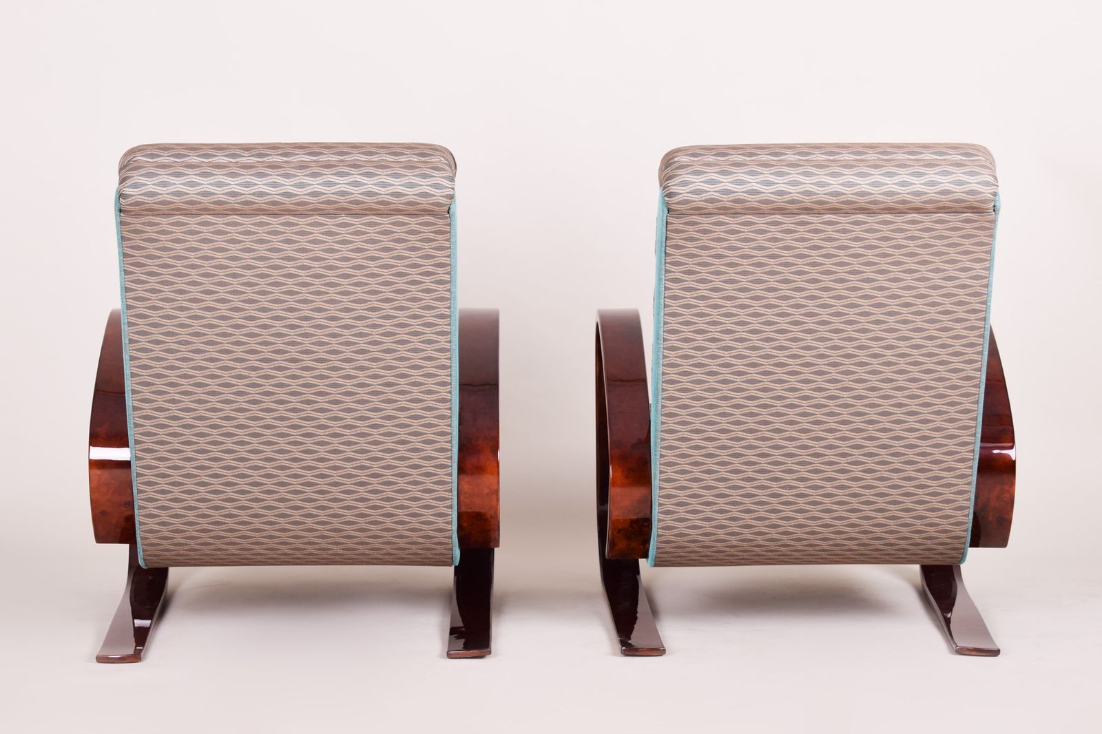 Pair Of Restored Art Deco Armchairs, By Miroslav Navrátil, Walnut, Czech, 1930s photo 3600.0