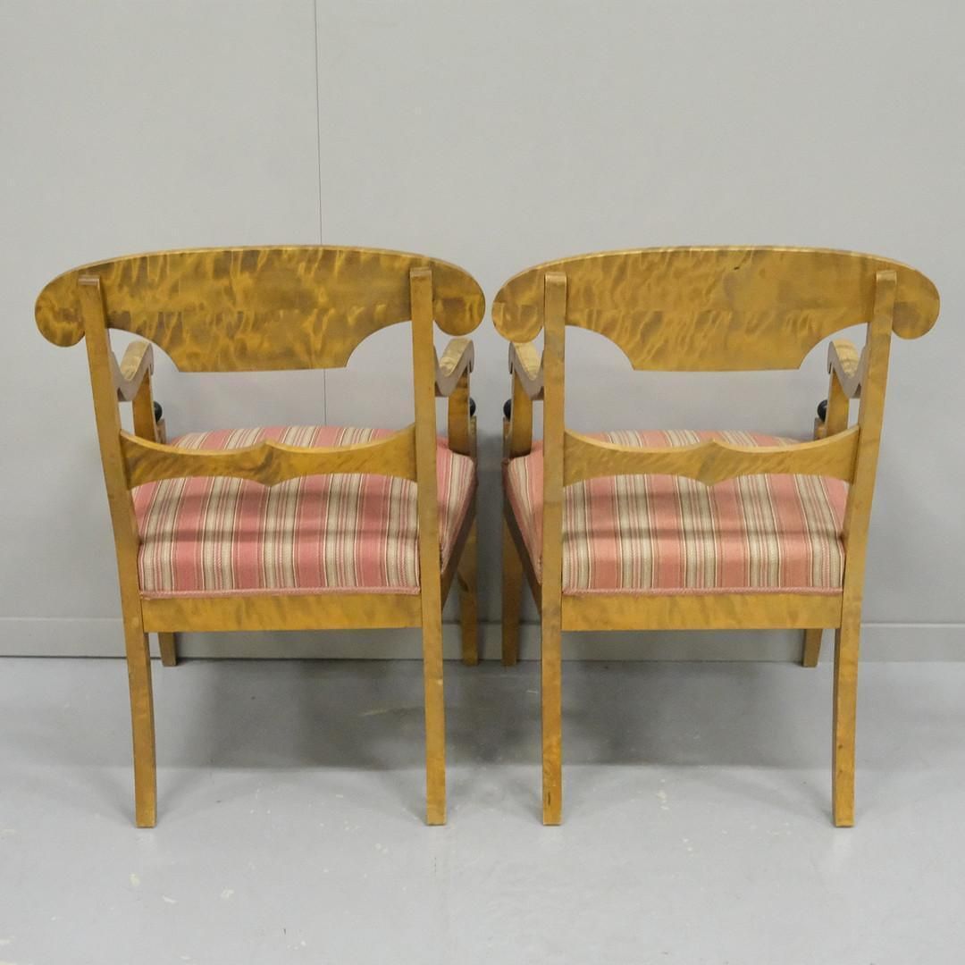 Biedermeier Carver Chairs Swedish Late 1800s Antique Quilted Golden Birch Pair A photo Furniture
