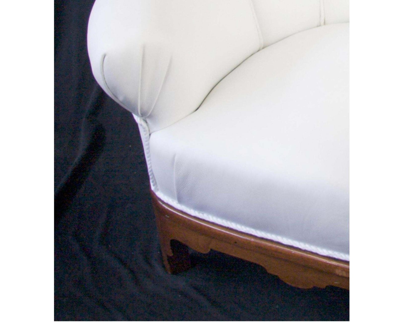 Swedish Art Deco Shellback Armchair White Italian Leather Fluted Decorations A photo 1600.0