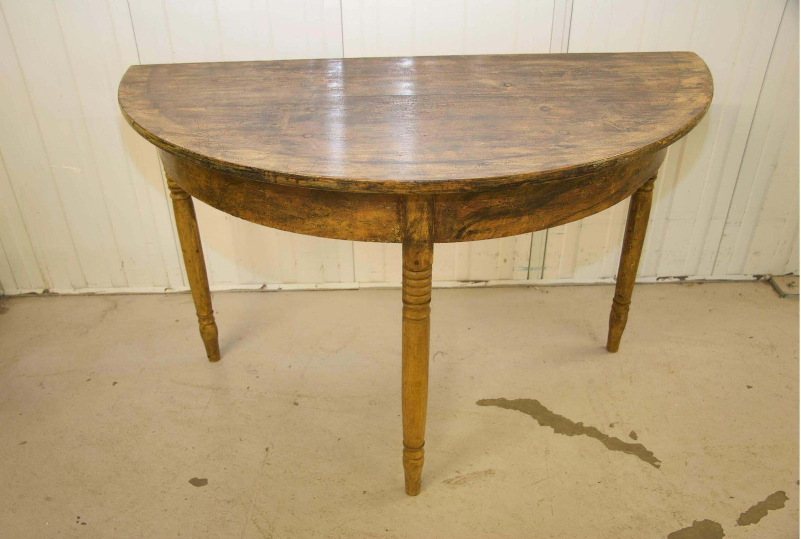 Swedish Gustavian Demilune Tables 1800s Faux Wood Grain Folk Art Gustavian A photo for sale