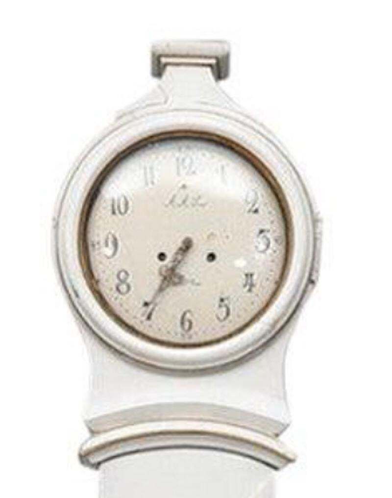 Swedish Mora Clock White Gold Early 1800s Antique Gustavian A photo for sale
